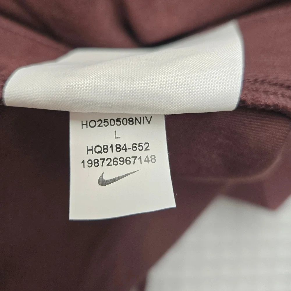 Nike 24.7 Womens Large Dri-FIT Soft Joggers Mid Rise Ankle Length Burgundy Taper